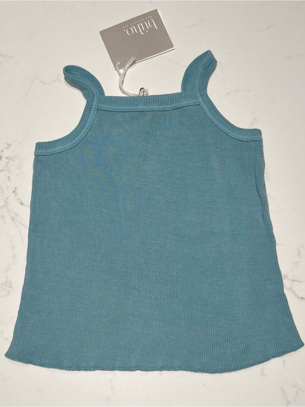 Búho Barcelona • 3Y • Teal Ribbed Tank Top Sleeveless Summer Top